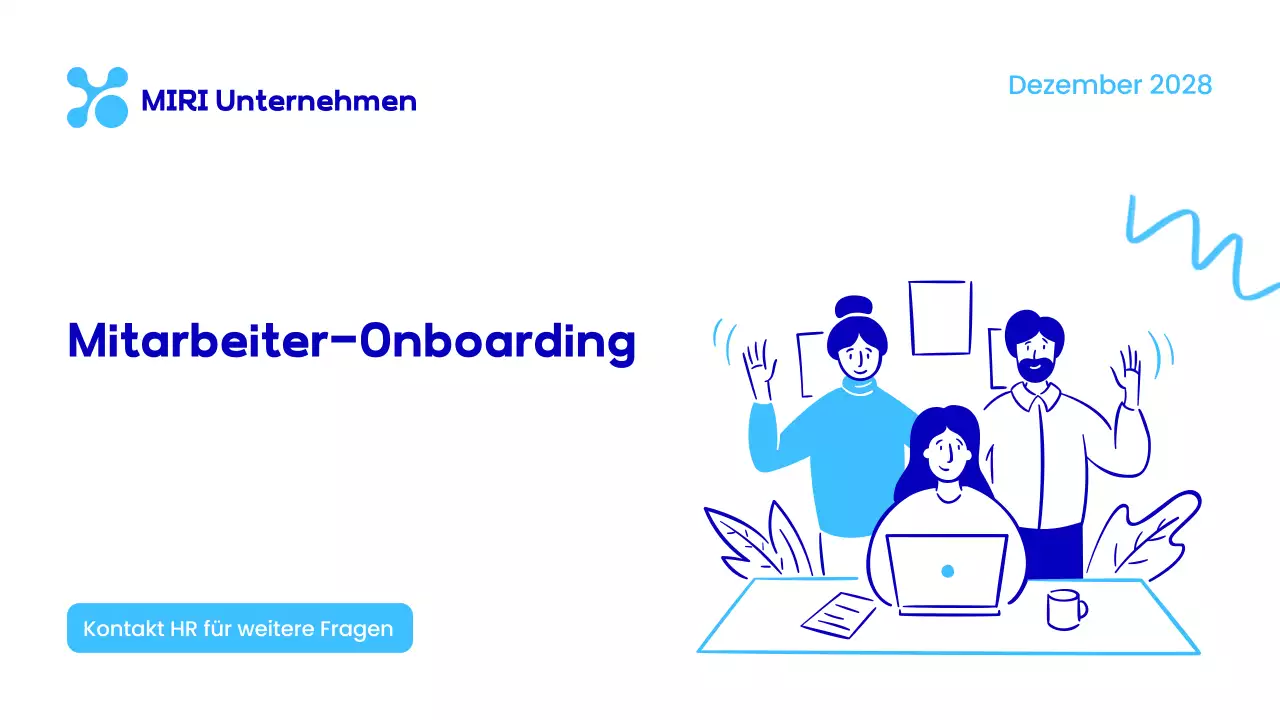 blue modern employee onboarding Präsentation