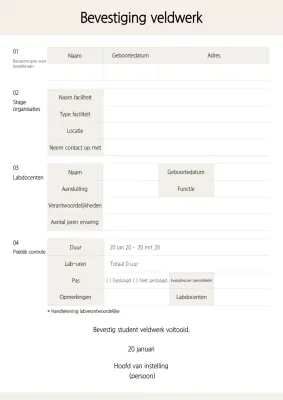 Jaarlijks eenvoudig veldwerkbevestigingsdocument