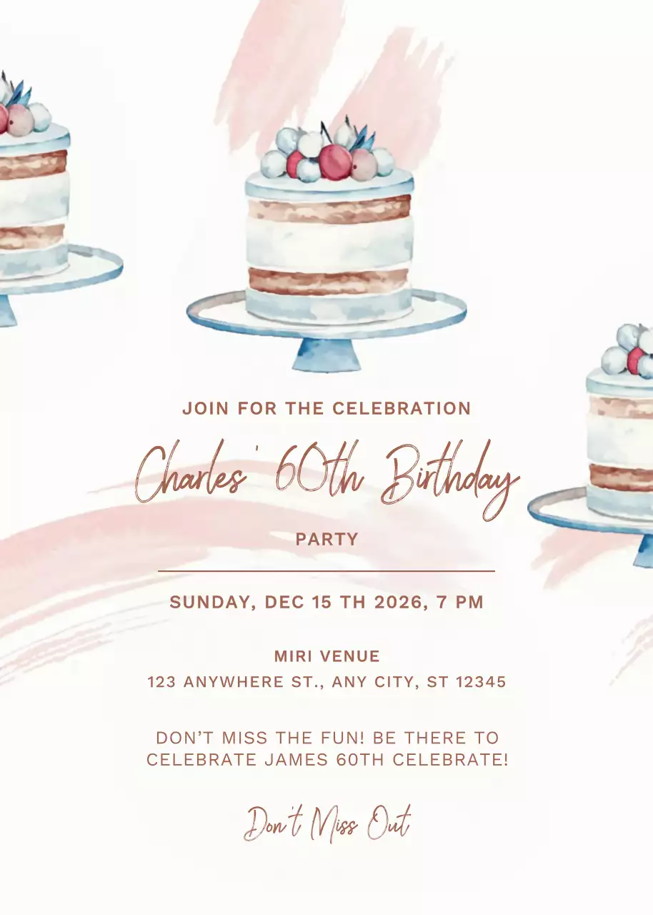 Beige Elegant Birthday Invitation