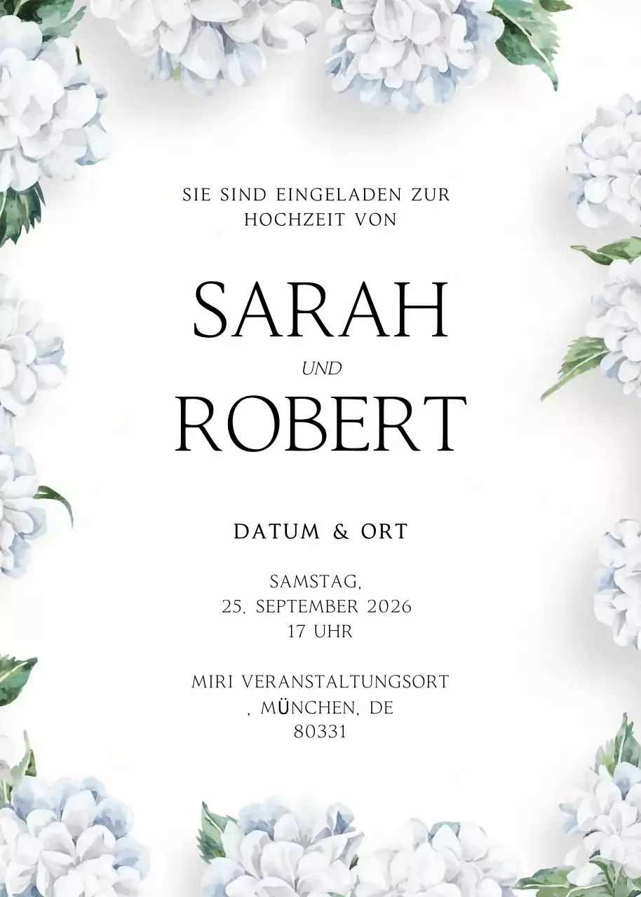 weiße elegante Hochzeitseinladung