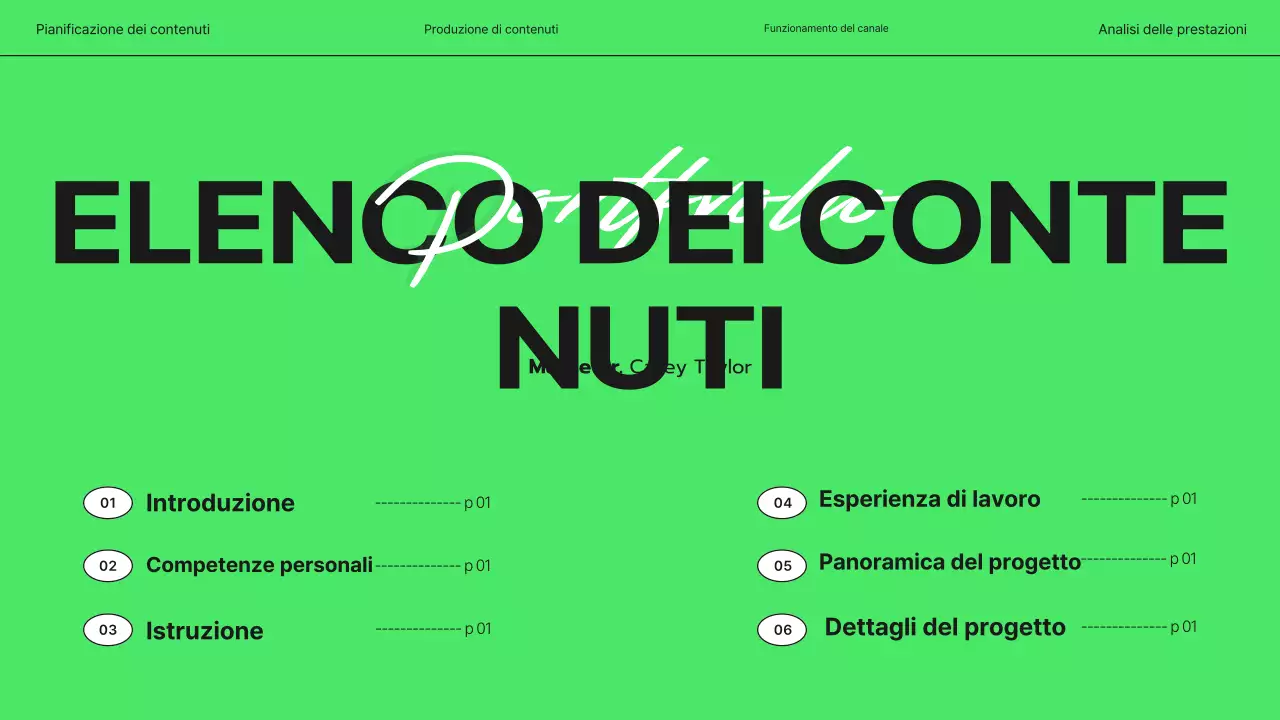 portfolio creativo nero e moderno