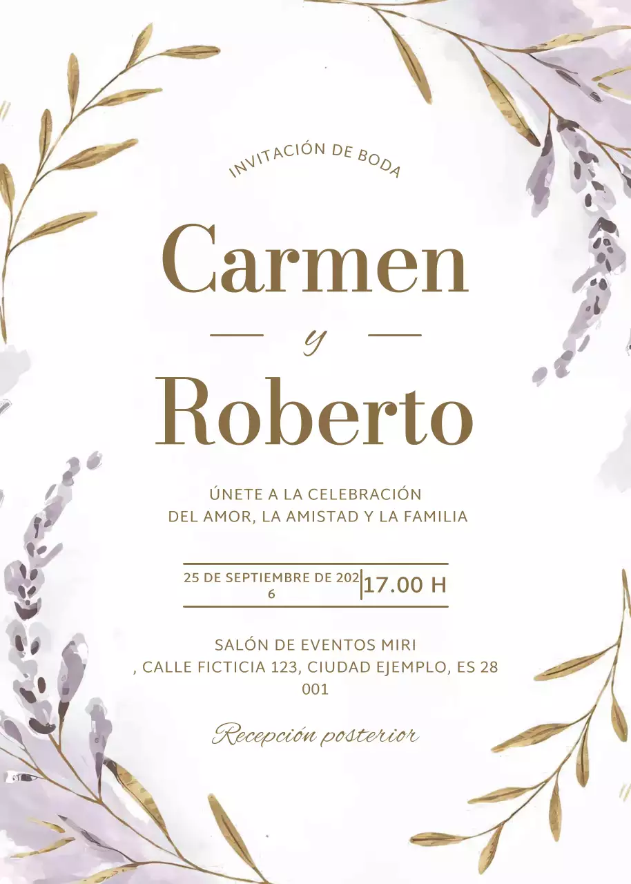 beige elegante invitación de boda