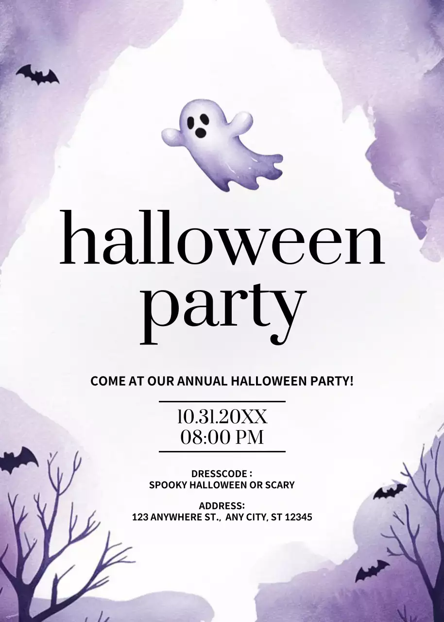 purple spooky Halloween invitation