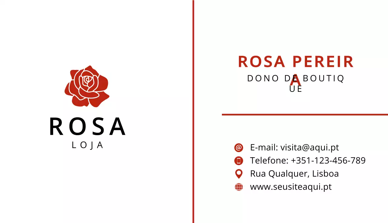 cartão de visita boutique minimalista vermelho