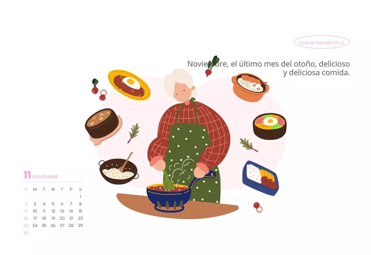 Calendario comercial con simpáticas ilustraciones