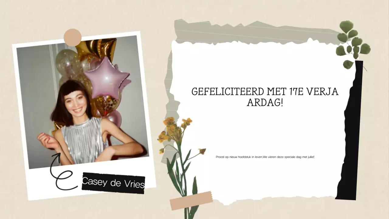 Beige Wit Scrapbook Collage Verjaardag Presentatie
