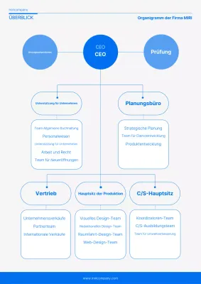 Blau Einfacher Leitfaden für Organigramme