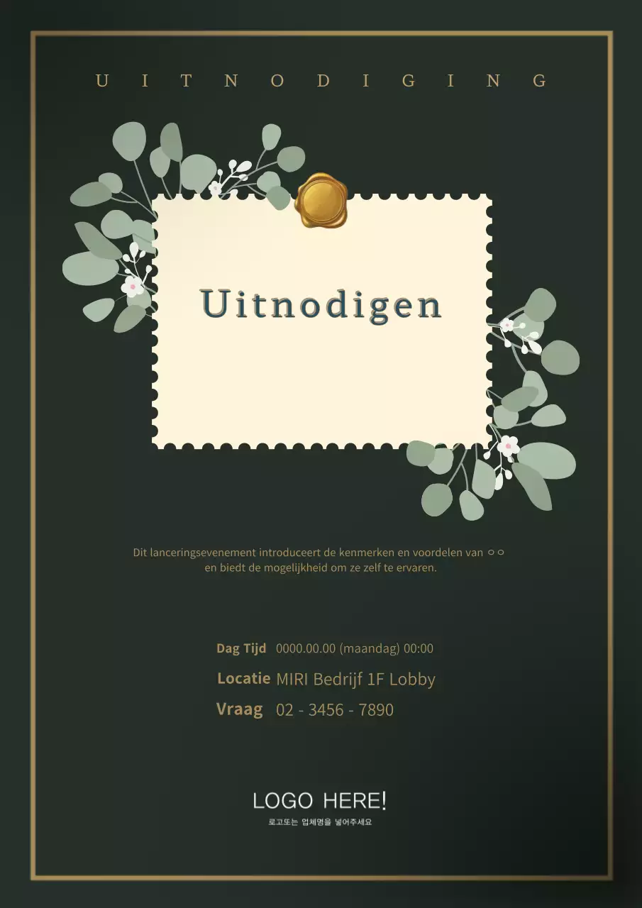 High-end uitnodiging voor evenement in kaki