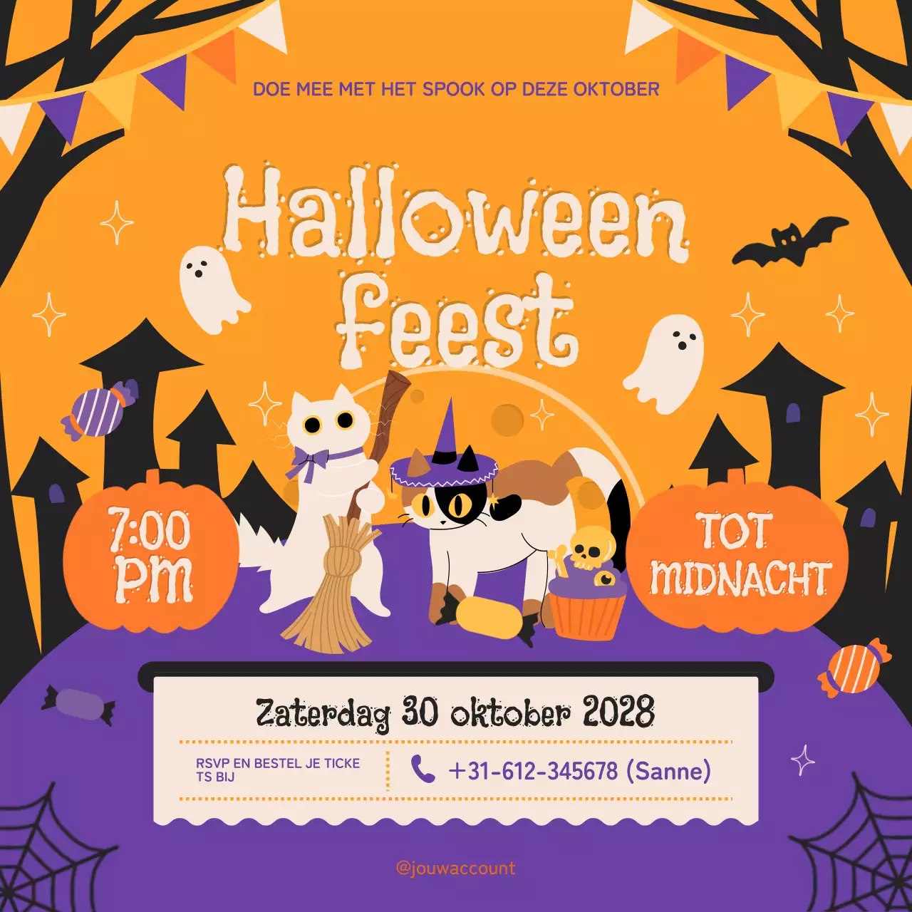 Oranje Retro Halloweenfeestje voor kinderen