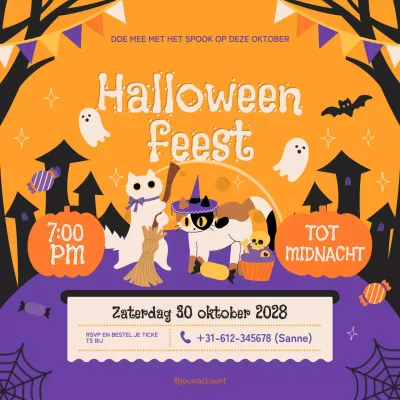 Oranje Retro Halloweenfeestje voor kinderen