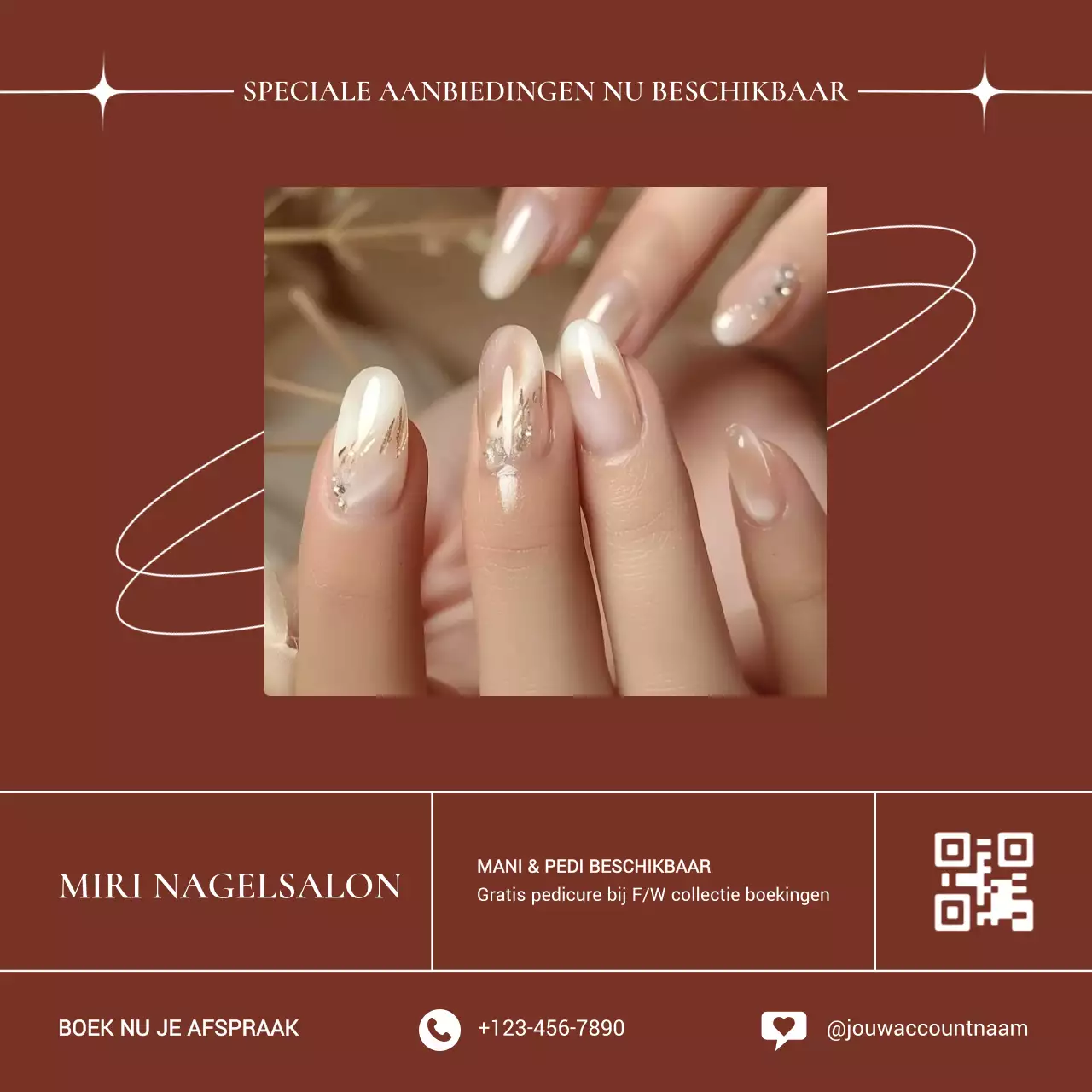 Bruine Elegante Esthetische Nagel Manicure Pedicure Salon Promotie