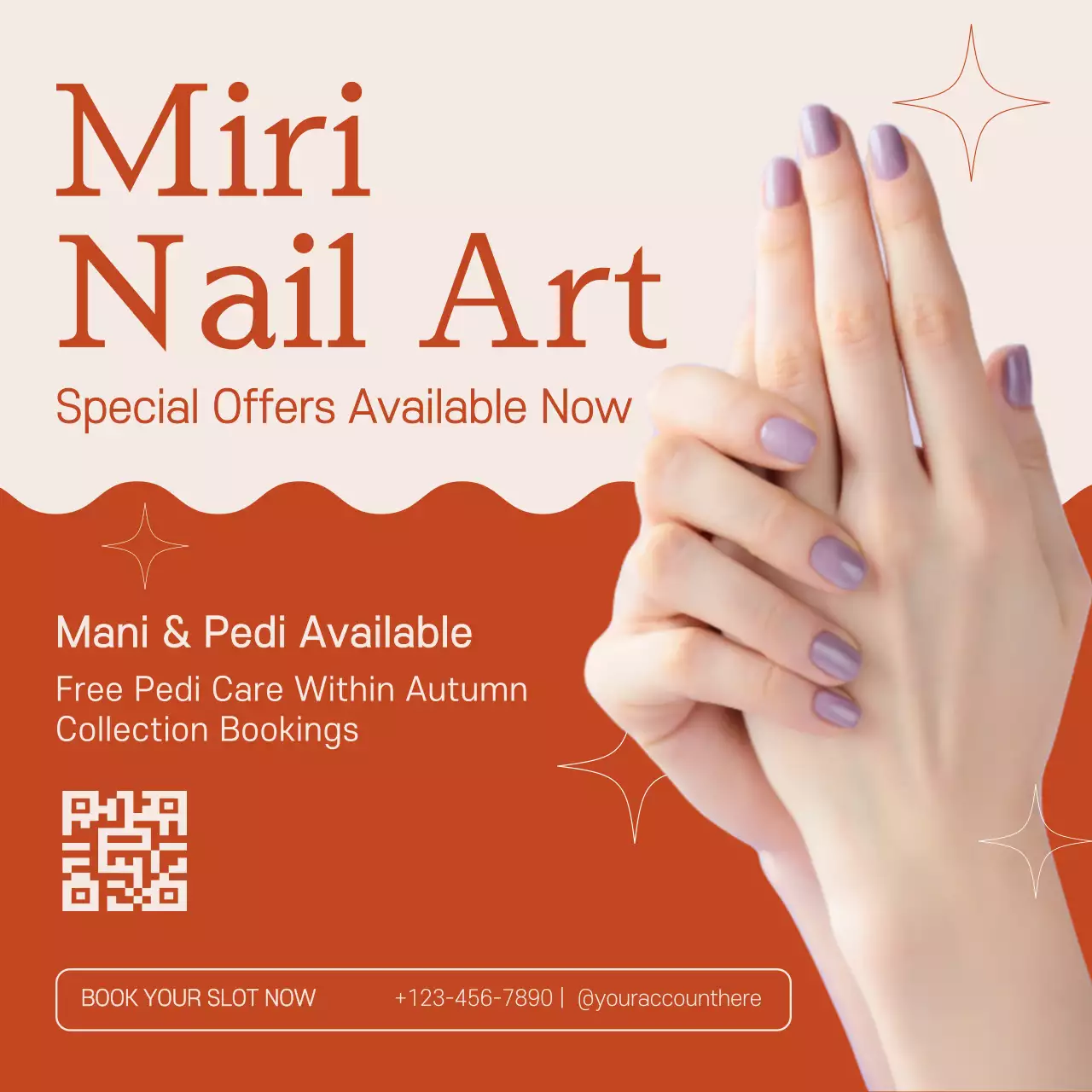 Orange Modern Nail Promotion Social Media Post