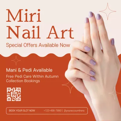 Orange Modern Nail Promotion Social Media Post
