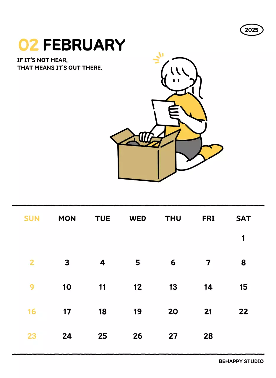 아기자기한 선 스타일의 일러스트 달력 캘린더