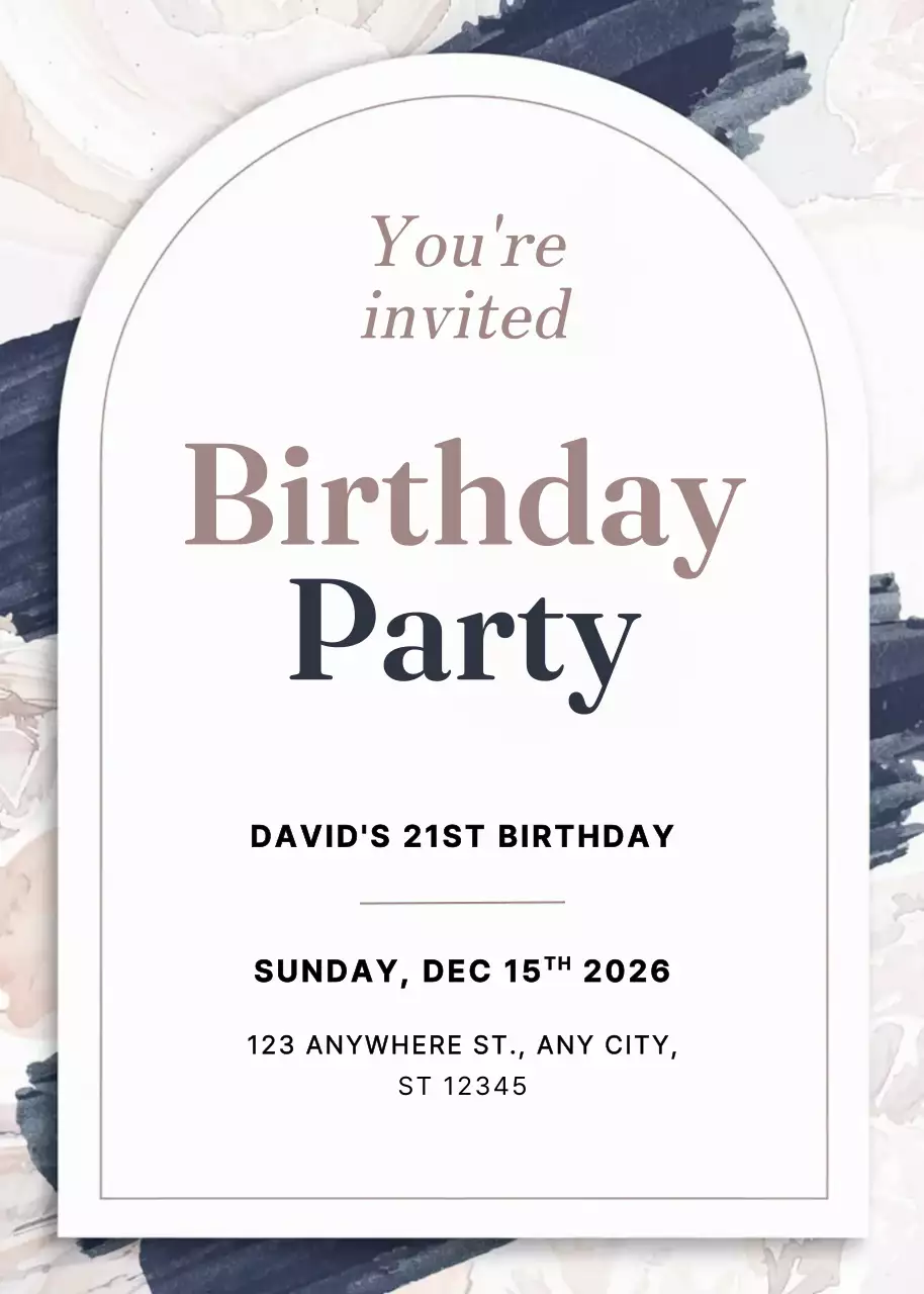 Undangan Ulang Tahun Elegan berwarna krem