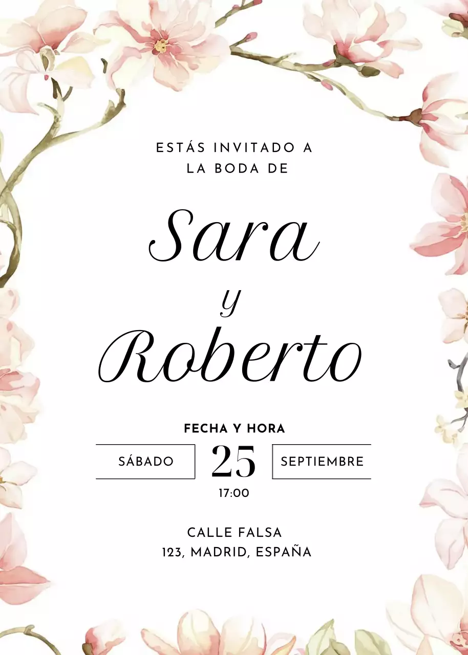 invitación de boda elegante rosa