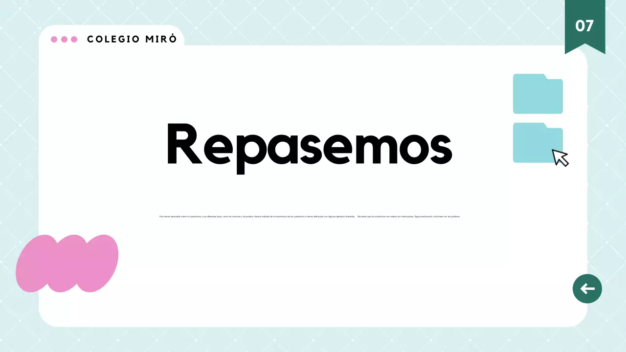 Material de clase de gramática moderna rosa