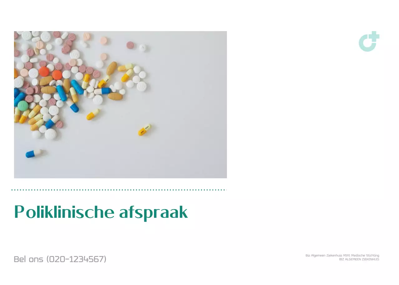 Ziekenhuiskalender in groen fotolijstje