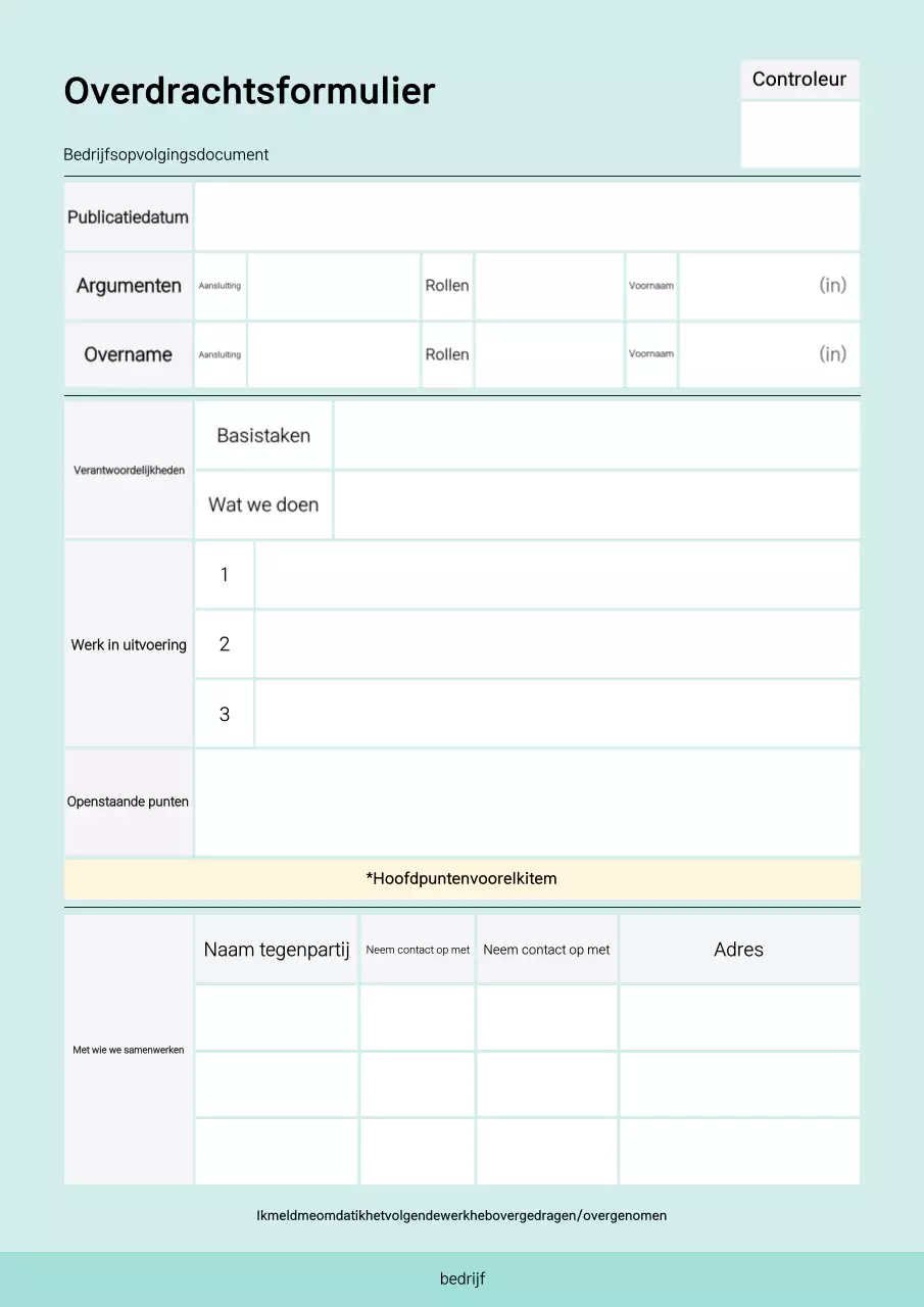 Mint Tidy overdrachtsformulier uitgelegd