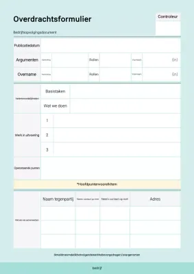 Mint Tidy overdrachtsformulier uitgelegd