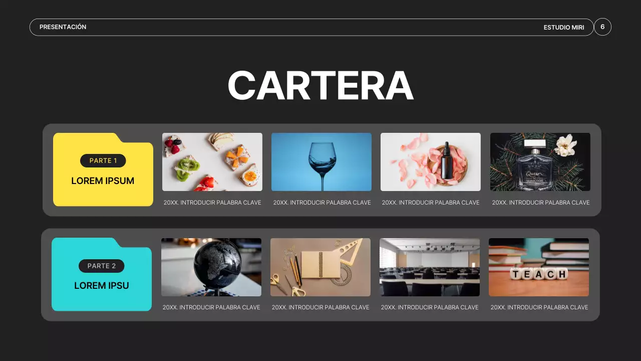 Un sencillo prospecto de productora de vídeo en negro y colores neón