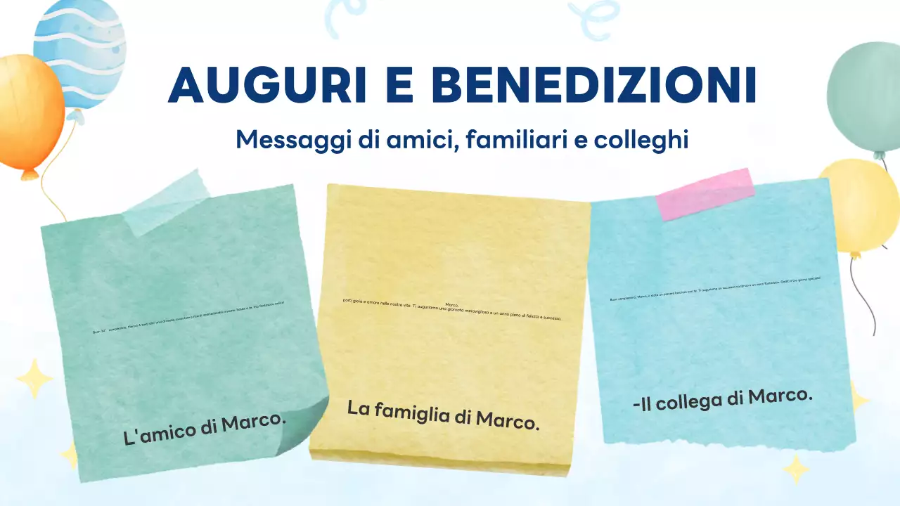 Biglietto di compleanno blu, moderno e allegro