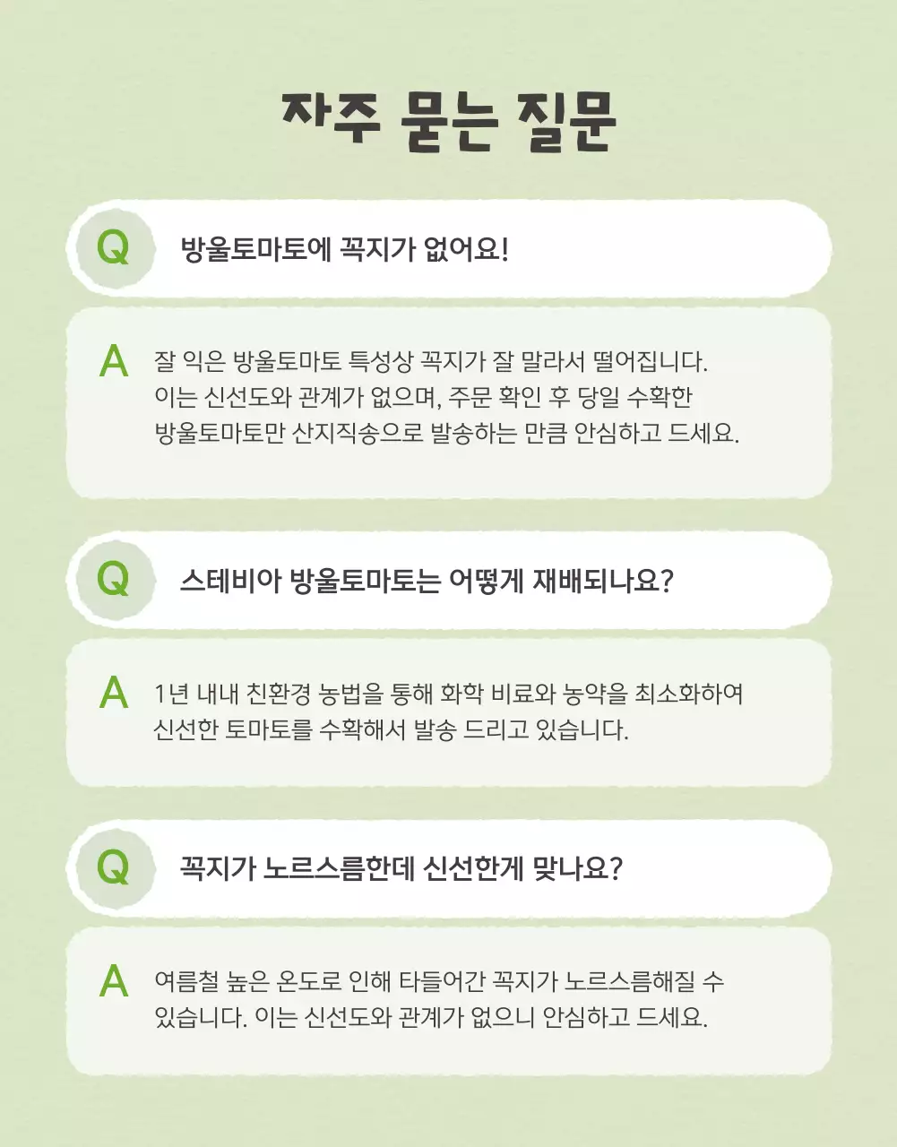 아이보리와 연두의 아기자기한 방울토마토 판매 홍보