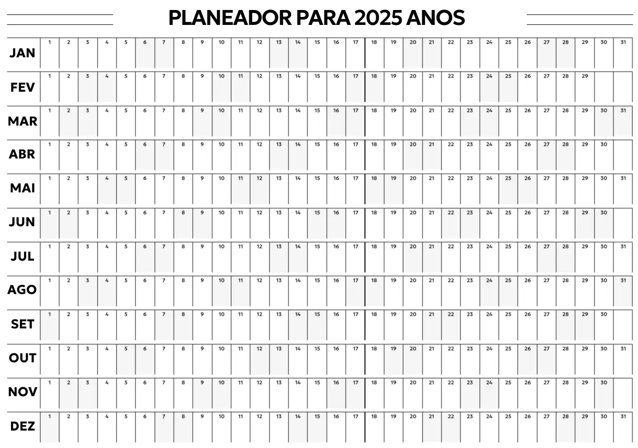 Plano Anual Minimalista Preto