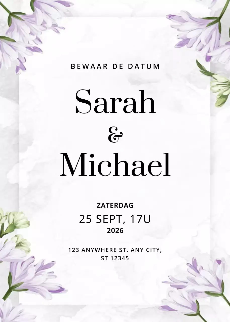 witte elegante huwelijksuitnodiging