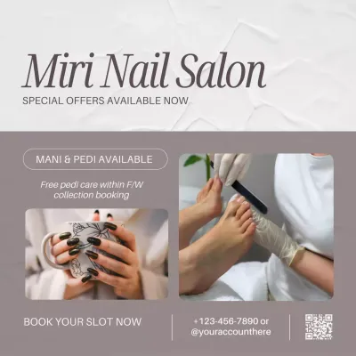 Grey Modern Nail Promotion Social Media Post