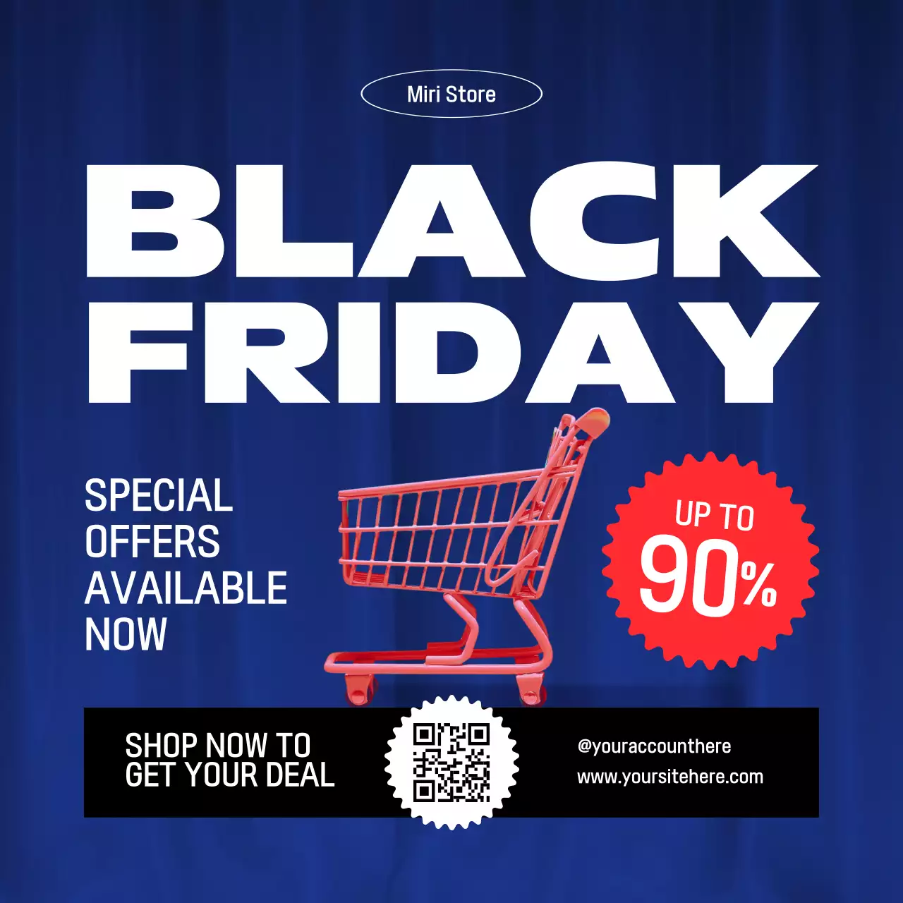 Blue Modern Black Friday Promotion Social Media Post