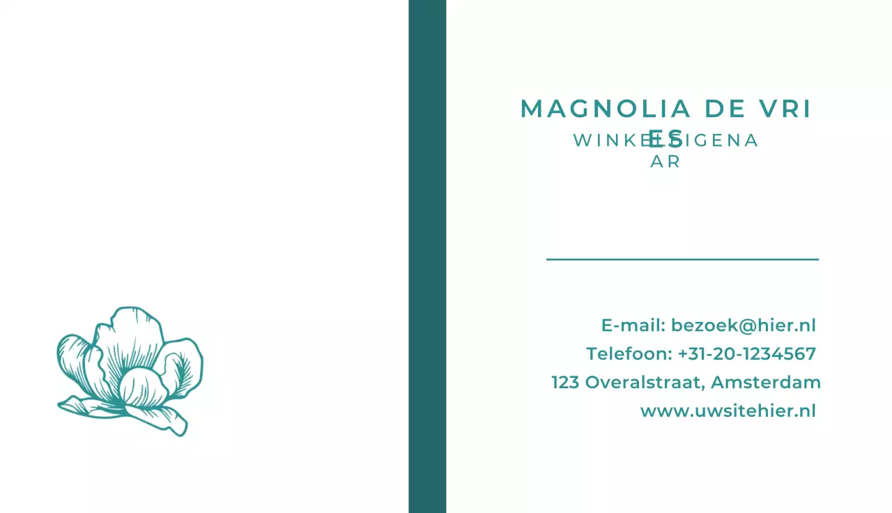 groenblauw minimaal visitekaartje