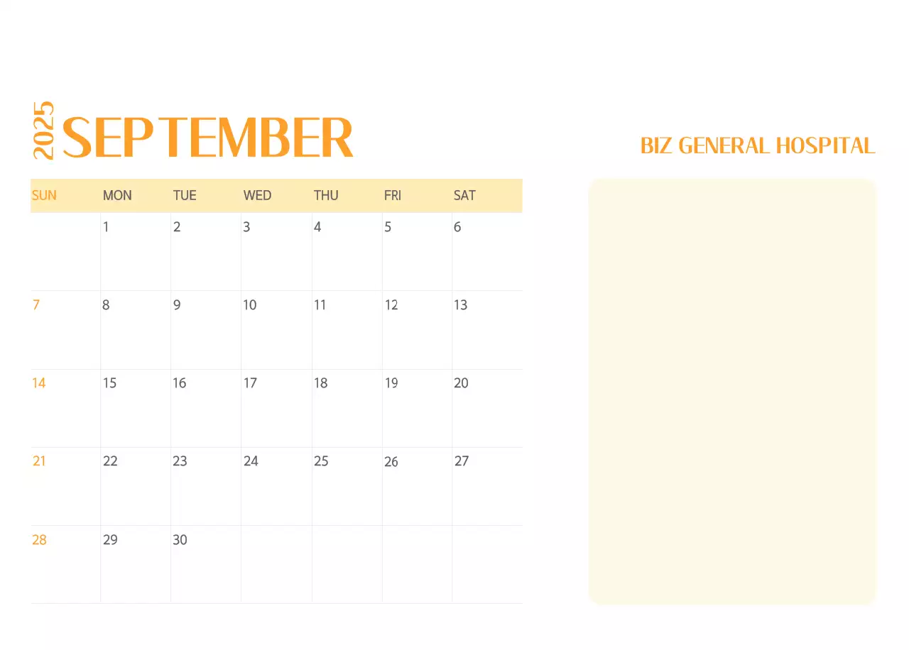 Hospital calendar with green photo frame