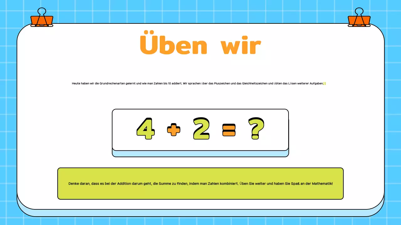 Blauer fröhlicher Mathekurs