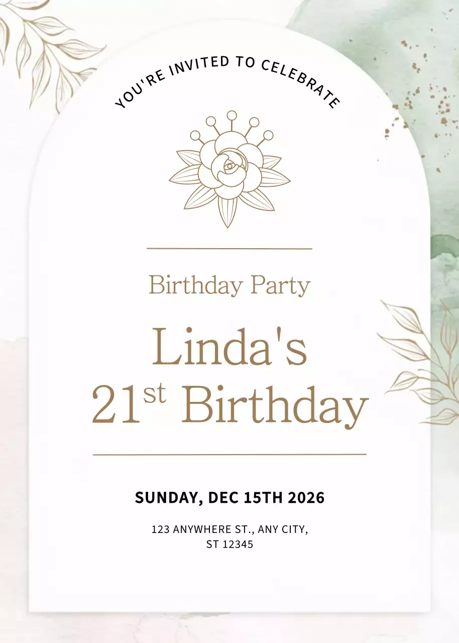 lời mời sinh nhật thanh lịch màu be