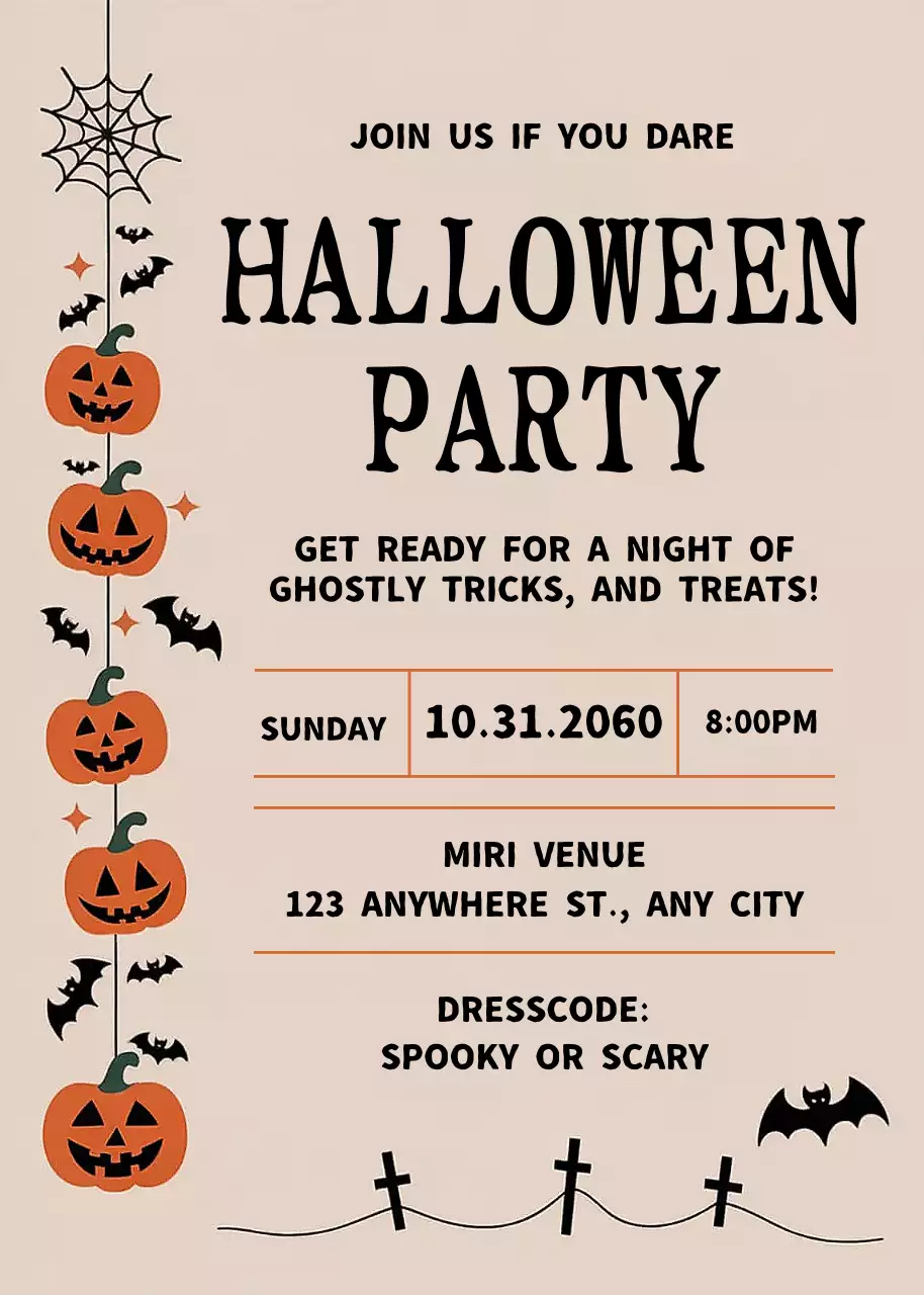 Beige Vintage Halloween Invitation