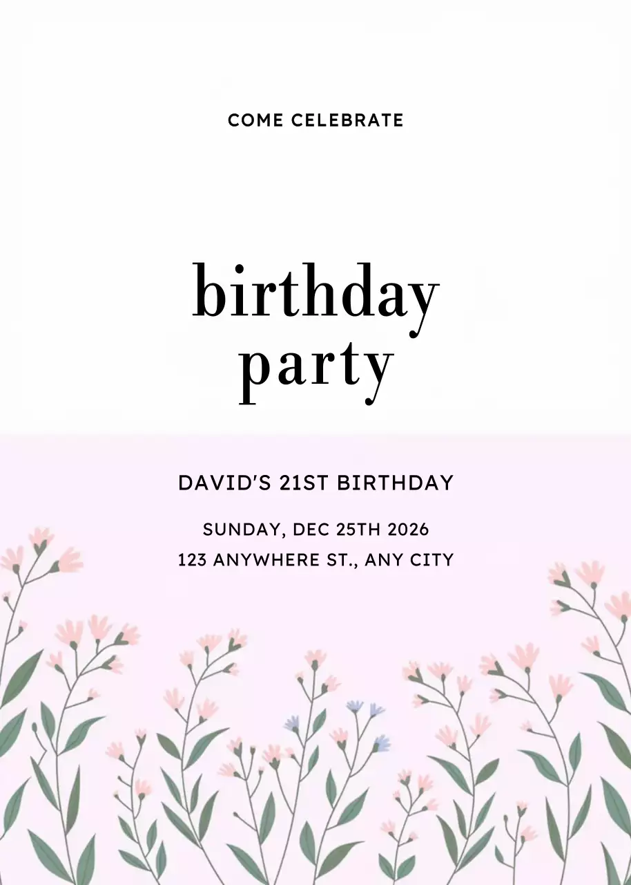 Thiệp mời sinh nhật hoa hồng