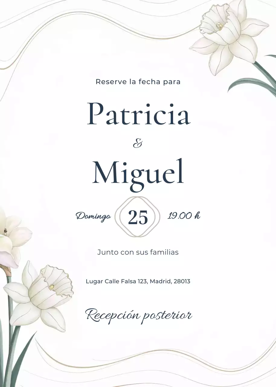 Beige blanco verde invitación de boda estilo elegante