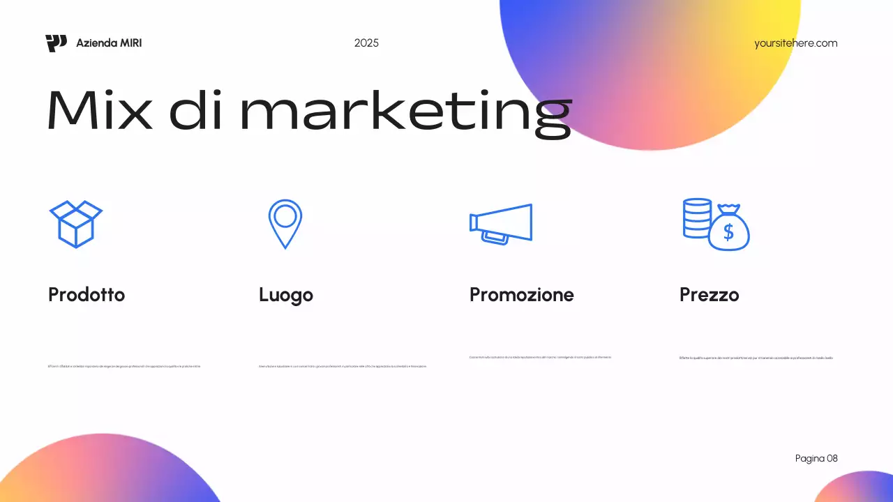 Piano di marketing blu moderno