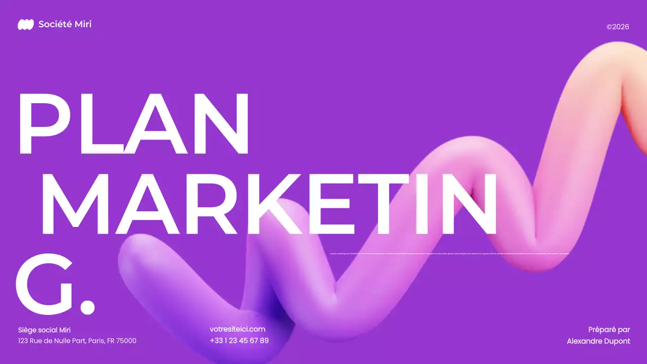 plan de marketing 3d pourpre, audacieux et moderne