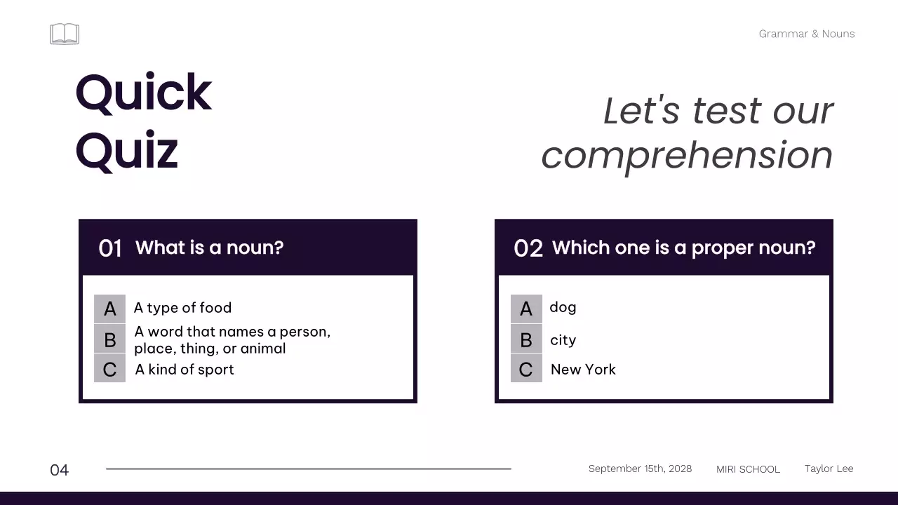 Bài thuyết trình khóa học ngữ pháp tối giản màu đen