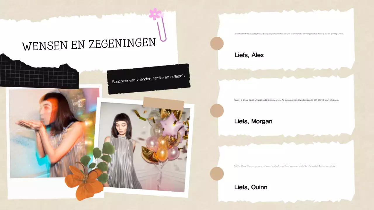 Beige Wit Scrapbook Collage Verjaardag Presentatie