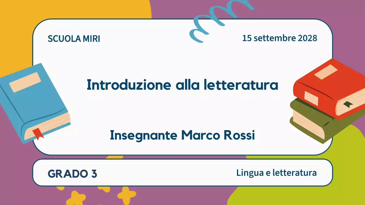 Illustrazione colorata Letteratura Presentazione dei materiali di classe