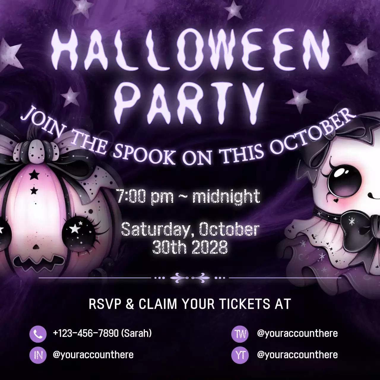 Purple Gothic Halloween Invitation Social Media Post