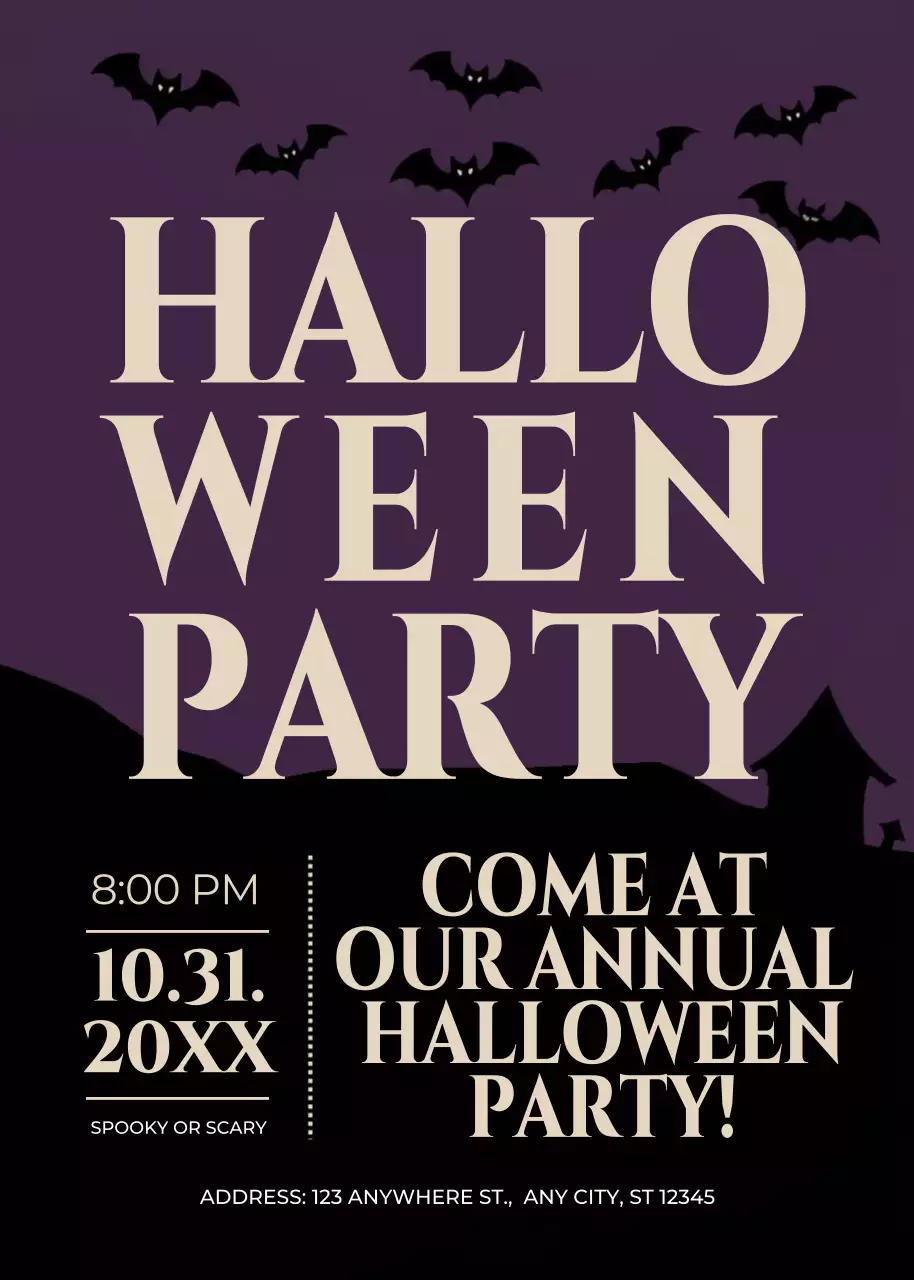 purple gothic Halloween invitation