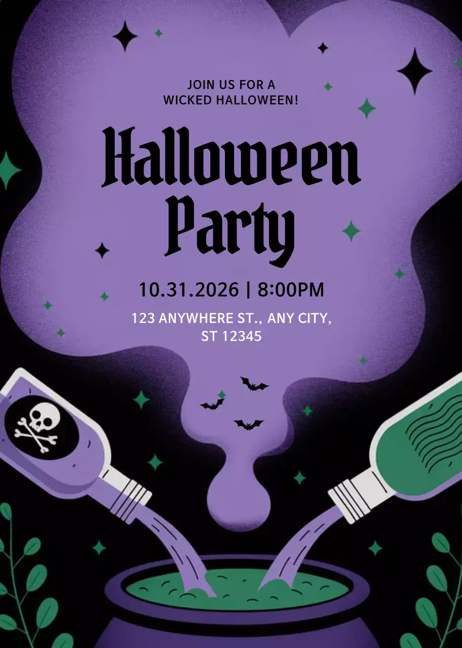 Purple Gothic Halloween Invitation