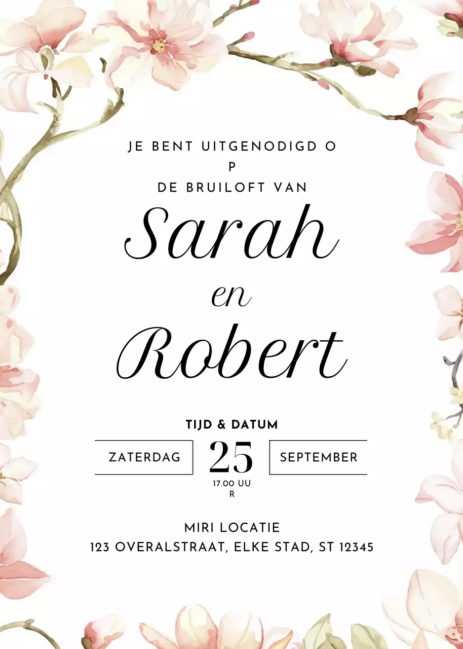 roze elegante huwelijksuitnodiging