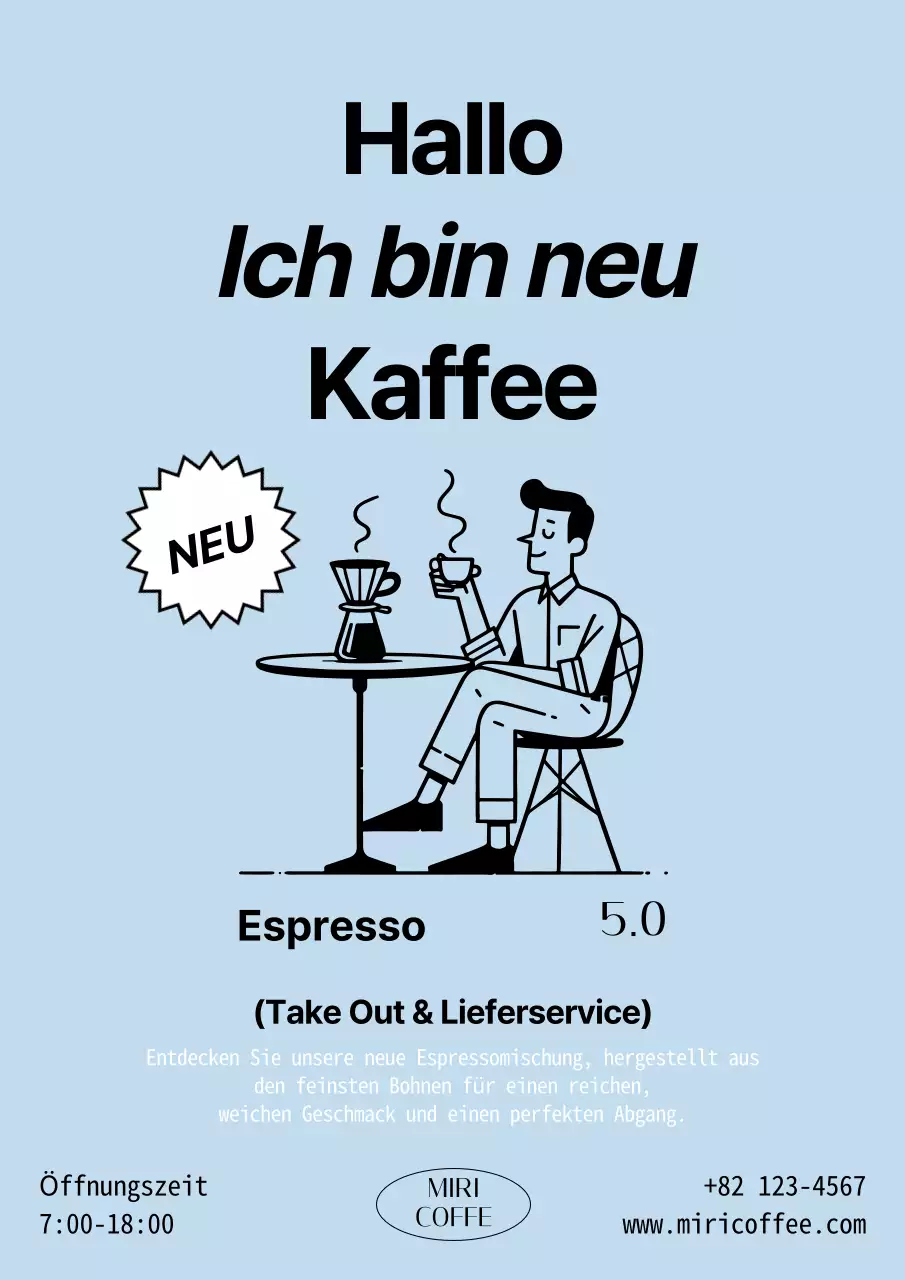 Fördern Sie hellblauen modernen Kaffee