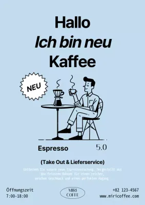 Fördern Sie hellblauen modernen Kaffee