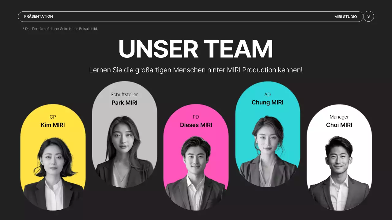 Ein einfacher Prospekt für eine Videoproduktionsfirma in Schwarz und Neonfarben